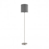 Eglo-PASTERI Floor Lamp 1X60W E27  Satin Nickel With Grey Shade